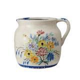 Decorative Terra-cotta Pitcher w/ Flowers & Handle