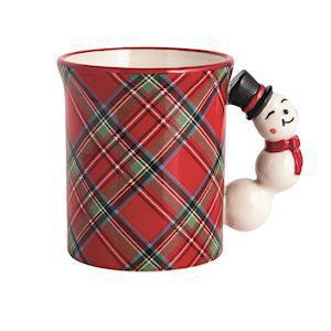 Snowman Tartan Figural Handle Mug
