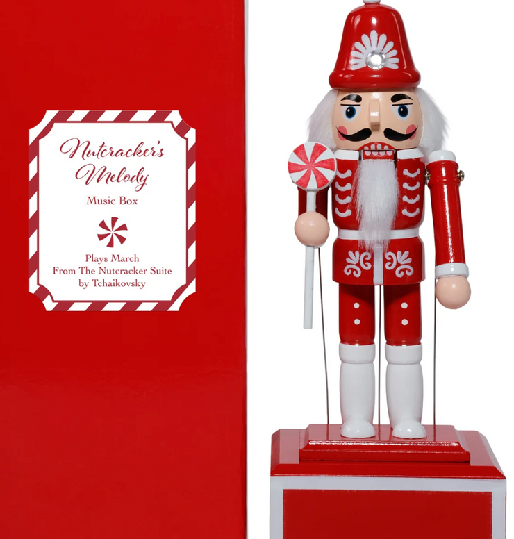 Nutcracker Melody Music Box with Square Base