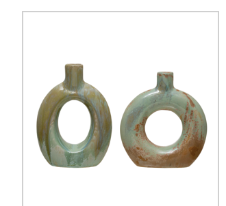 Stoneware CutOut Vase with Glaze