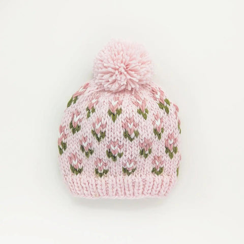 Bitty Blooms Blush Beanie Hat - Pink