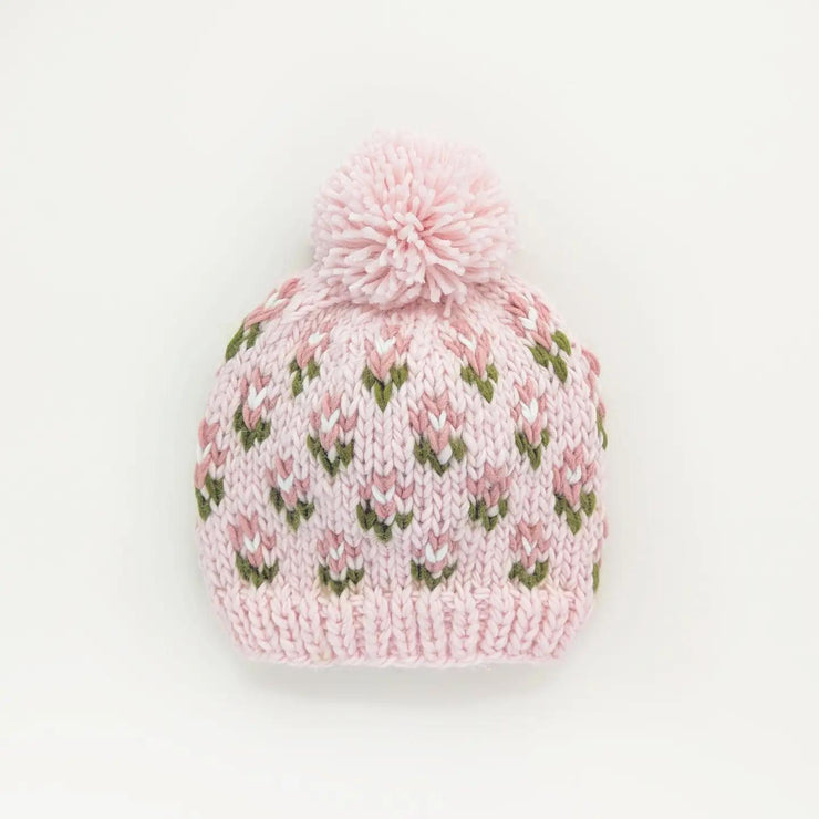Bitty Blooms Blush Beanie Hat - Pink