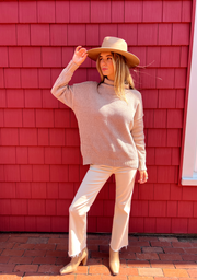 The Chenille High Neck Sweater - Sand