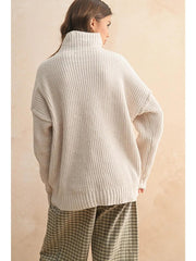 The Chenille High Neck Sweater - Cream