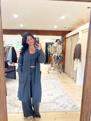 Staycation Open Front Cardigan - Charcoal