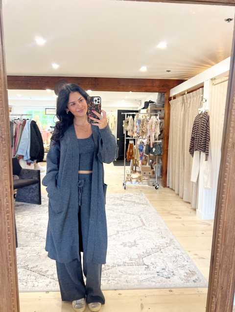 Staycation Open Front Cardigan - Charcoal