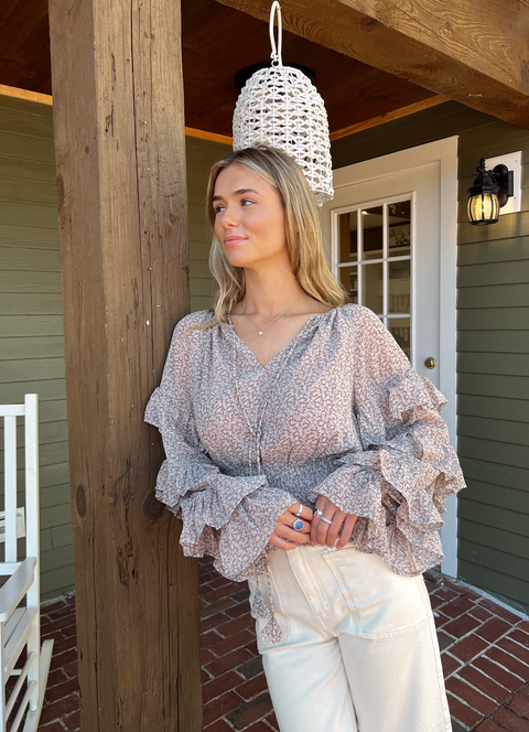 Romina Ruffle Top - Mocha