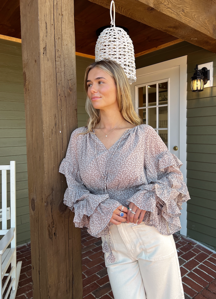 Romina Ruffle Top - Mocha