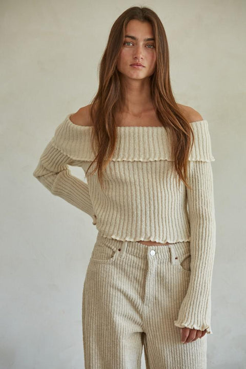 Isabel Off The Shoulder Sweater - Cream