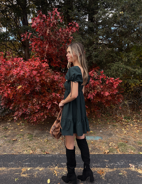 Mae Checkered Babydoll Dress