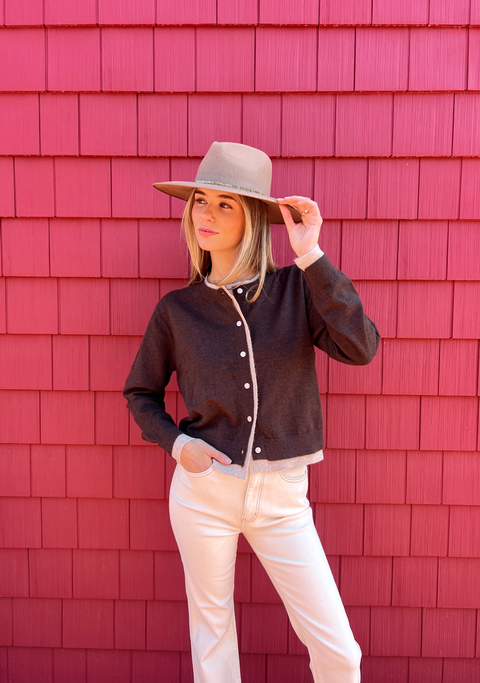 Falling For You Contrast Button Up Cardi