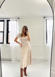 What's The Scoop Cable Knit Midi Dress - Oatmeal