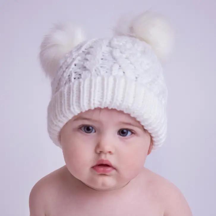 Winter White Fluffer Beanie Hat Baby & Kids