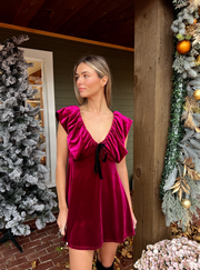 Something Velvet Mini Dress - Burgundy