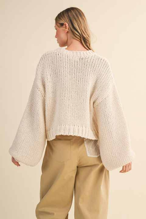 Bow Babe Chunky Sweater - Cream