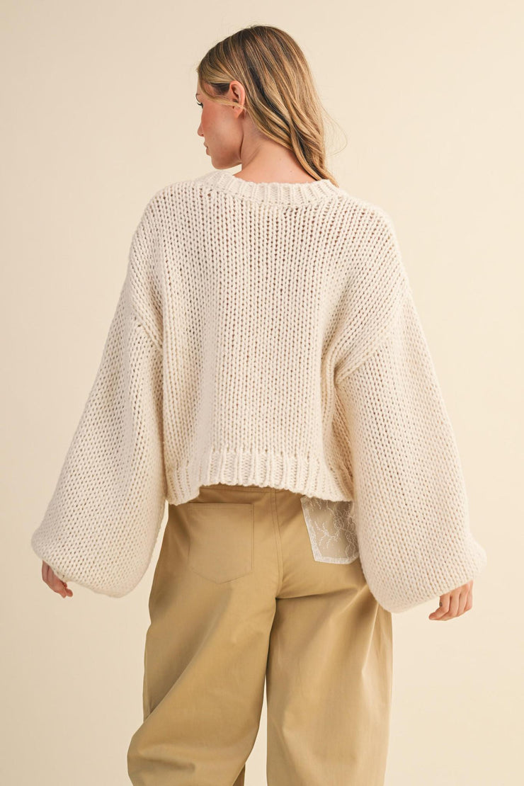 Bow Babe Chunky Sweater - Cream