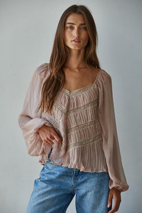 Love Letter Smocked Top - Dusty Mauve