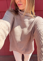 The Chenille High Neck Sweater - Sand