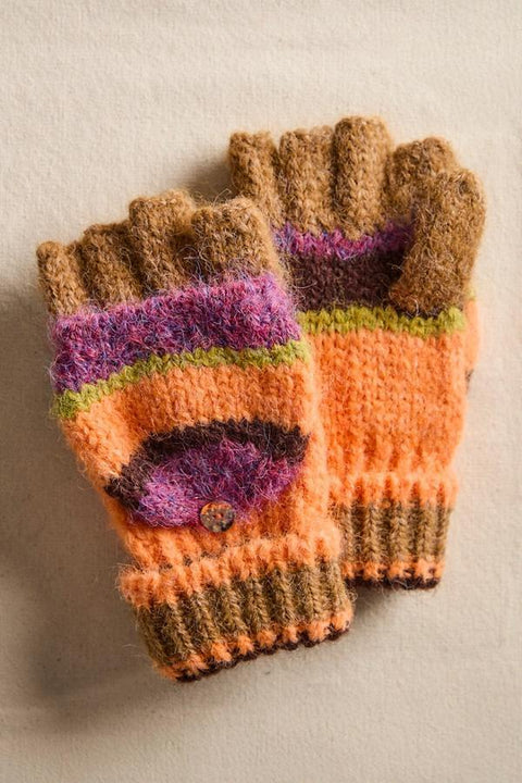 Super Stripe Gloves in Hot Coral
