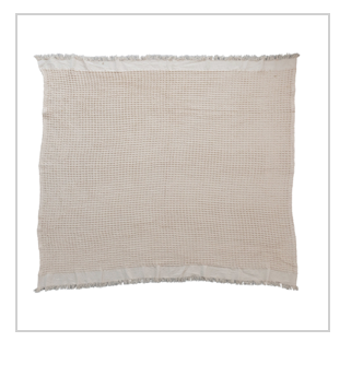 Cotton Waffle Weave Throw w/ Fringe