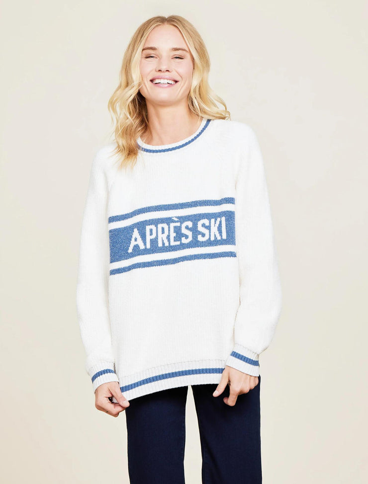 COZYCHIC COTTON APRES PULLOVER SWEATER - CREAM/BLUE