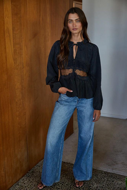 Break Free Lace Top  - Black