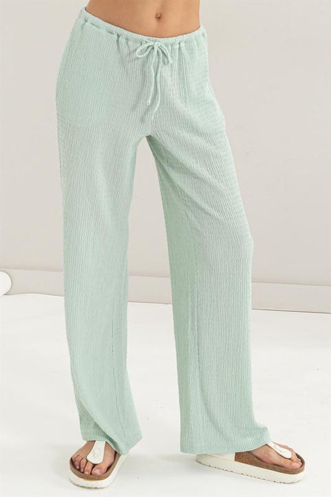 Take A Break Wide Leg Drawstring Pants - MINT