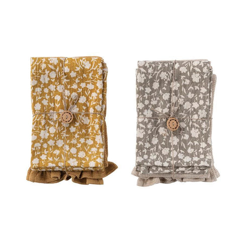 28"L x 18"W Cotton Slub Printed & Cotton Waffle Tea Towels - all colors
