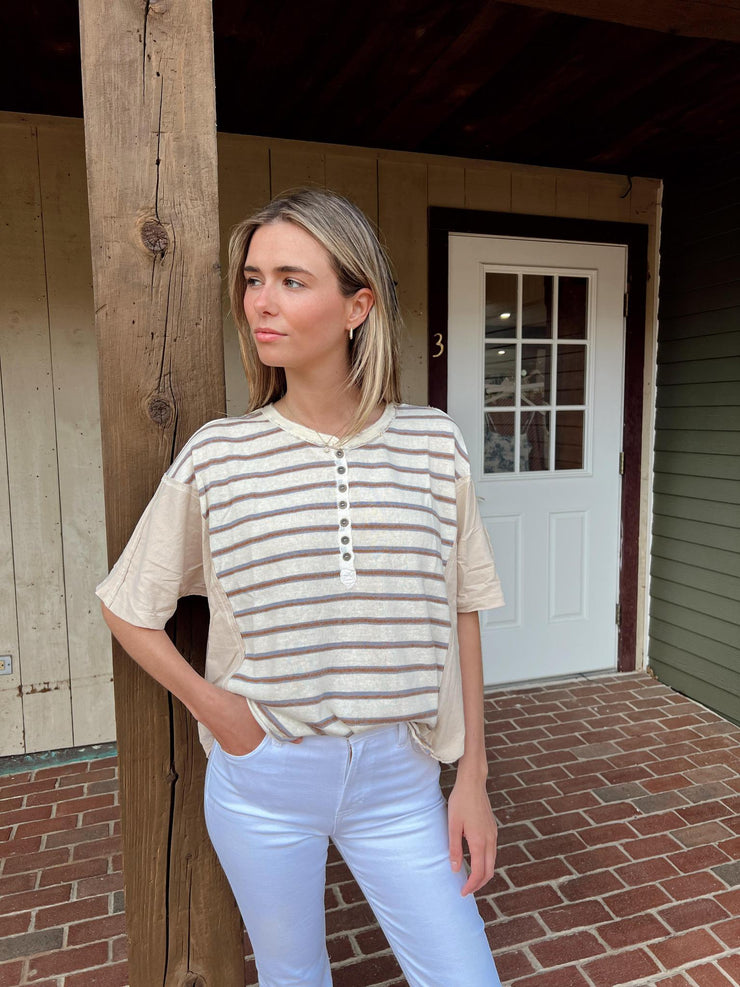 Bobbi Henley Top - Natural/Camel