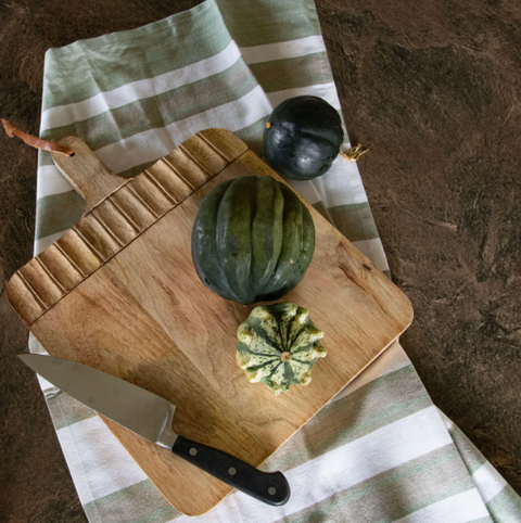 Wide Rectangle Hand Carved Wood Serving Cutting Board