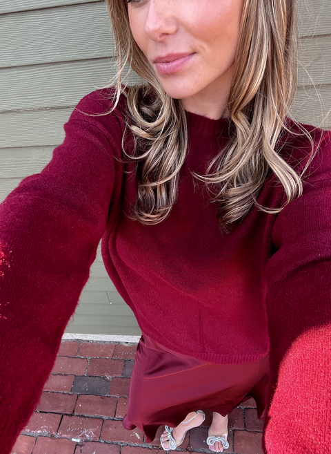 Feel Good Sweater - Maroon Knit