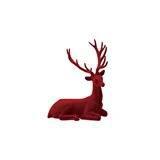 Flocked Resin Lying Deer, Burgundy Color