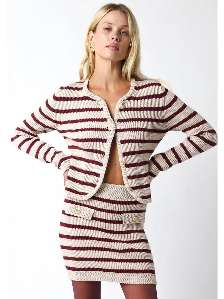 Gia Sweater Cari - Oatmeal/ Crimson
