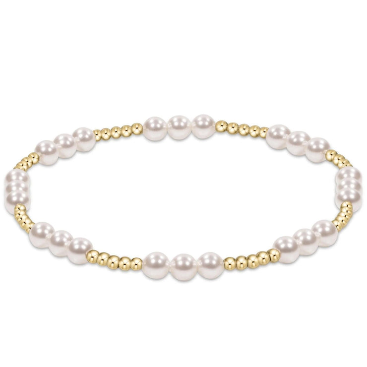 E. Newton Classic Joy Pattern 4mm Bead Bracelet - Pearl