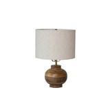 Mango Wood Table Lamp w/ Cotton Shade, Natural