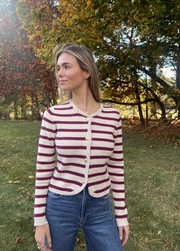Gia Sweater Cari - Oatmeal/ Crimson