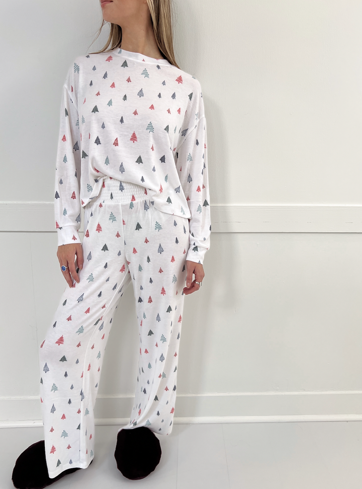 Alpine Tree Long Sleeve Top - White