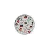 North Pole Scene Round Stoneware Plate