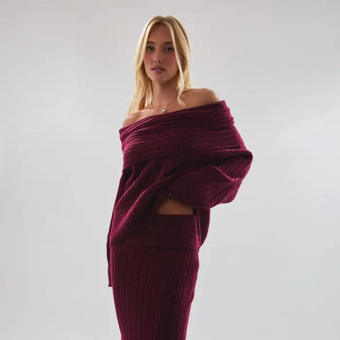 Best Dressed Off The Shoulder Sweater - Ruby