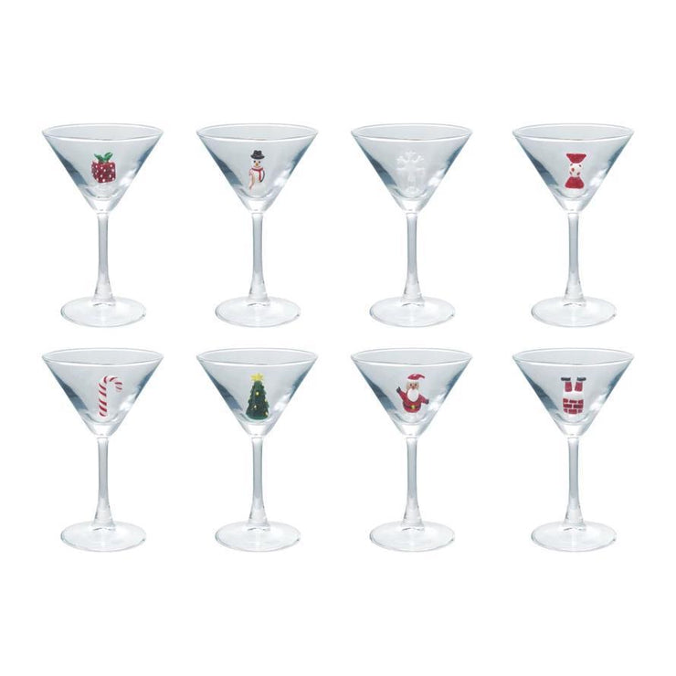4 oz. Martini Glass with Hand-Blown Holiday Figure, 8 Styles