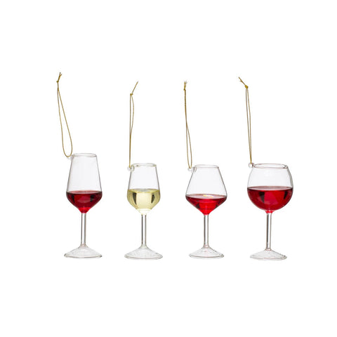 Wine Glass Ornament, 4 Styles