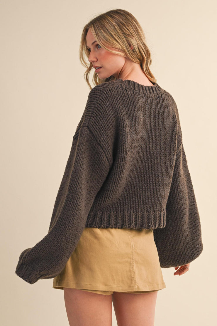Bow Babe Chunky Sweater - Mocha