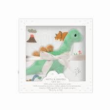 Jurassic Swaddle and Rattle Gift Set