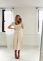 What's The Scoop Cable Knit Midi Dress - Oatmeal
