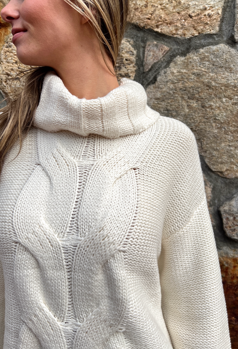LARK: CABLE TURTLENECK SWEATER