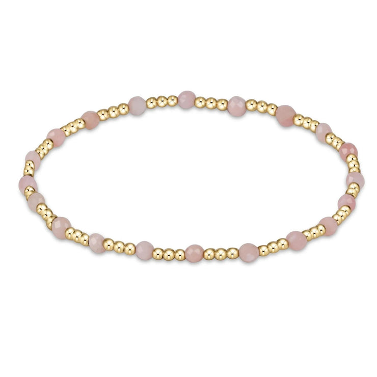 E. Newton Gemstone Gold Sincerity Pattern 3mm Bead Bracelet - Pink Opal