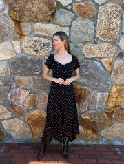 Sweet Bliss Dot Midi Dress - Black