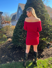 Merry Vibe Sweater Mini Skirt - Red