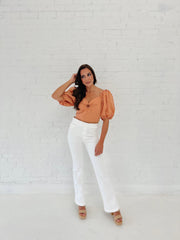 Cotton Cutout O Ring Crop Top - APRICOT