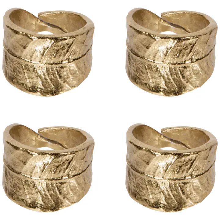 Leaf Metal Napkin Rings Set of 4